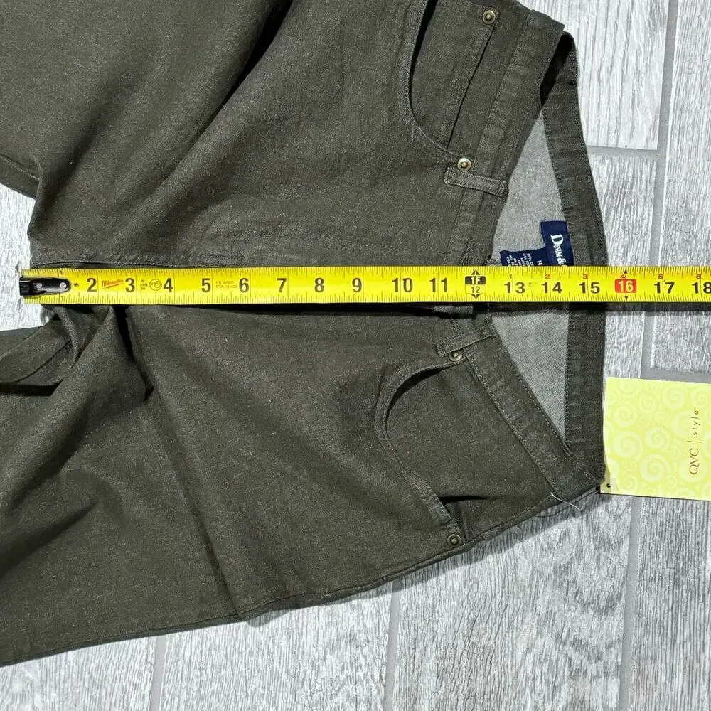 QVC Denim & Co NWT Army Green Jeans size‎ 14 Straight Leg Stretch